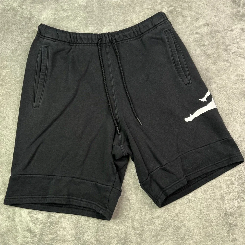 Jordan Jumpman Fleece Shorts Mens Small Black Solid Logo Drawstring Pockets 7